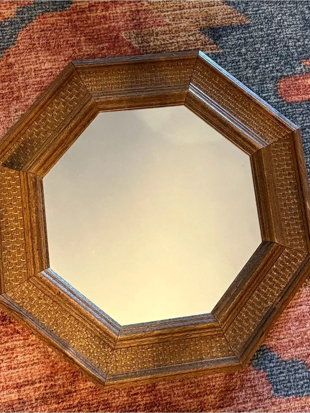 Home Interiors Pair of Brown Woven Octagonal Wall Mirrors
